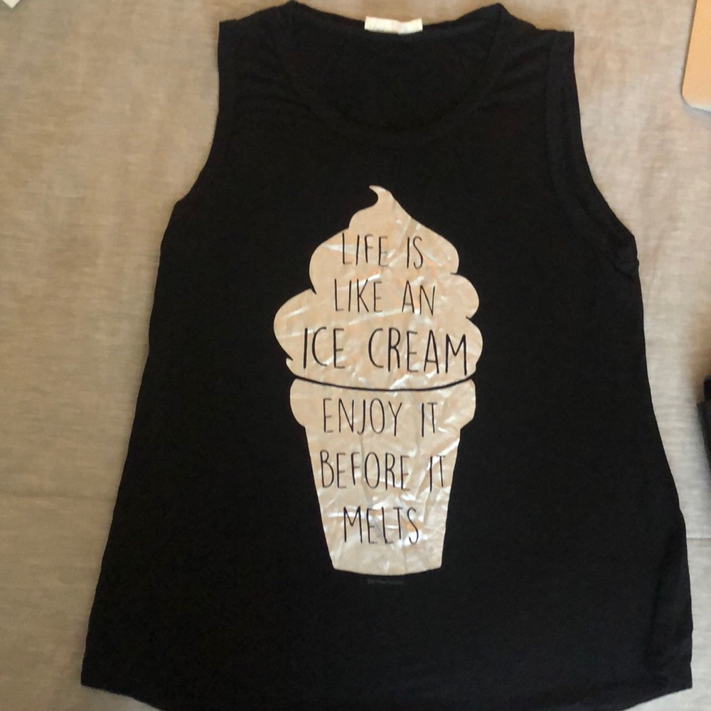 Super soft fun black tank top with silver